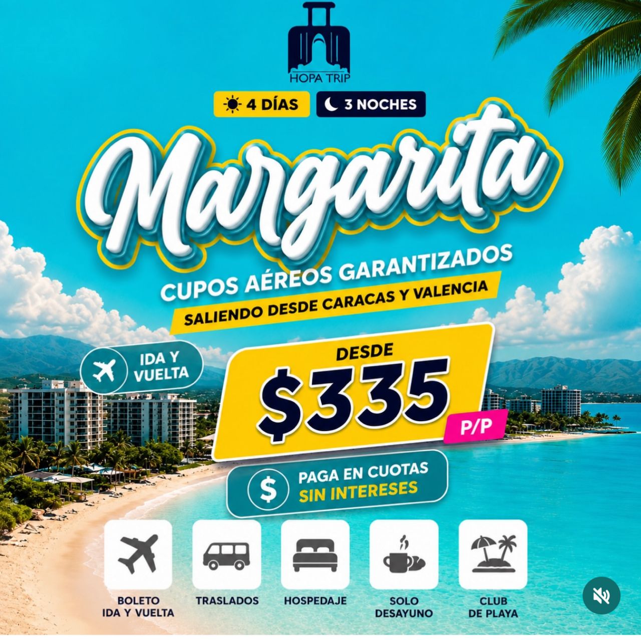 Paquete Margarita 4 días 3 noches desde $335 por persona — HOPA TRIP